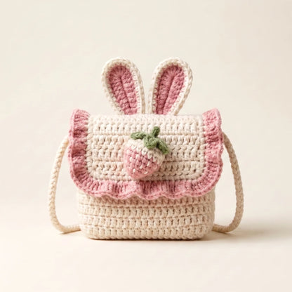 Handmade Crochet Bunny Kids Shoulder Bag – 100% Pure Wool