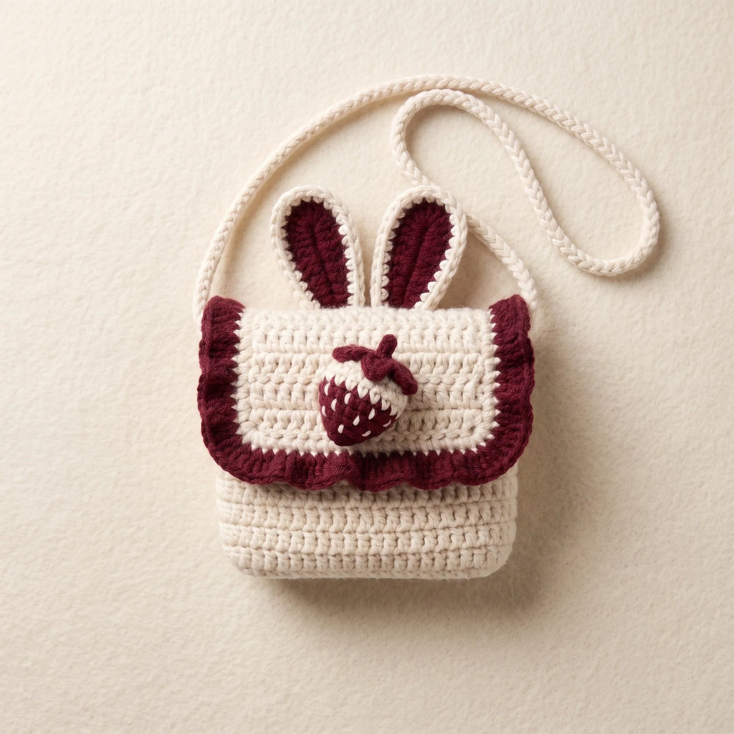 Handmade Crochet Bunny Kids Shoulder Bag – 100% Pure Wool