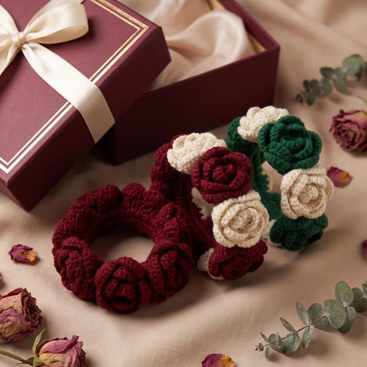 Handmade Crochet Gajra – 100% Pure Wool Rose Wrist Gajra