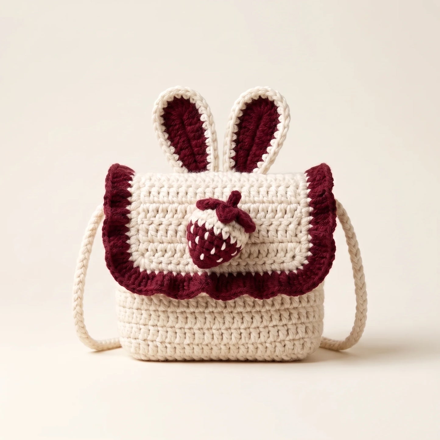 Handmade Crochet Bunny Kids Shoulder Bag – 100% Pure Wool