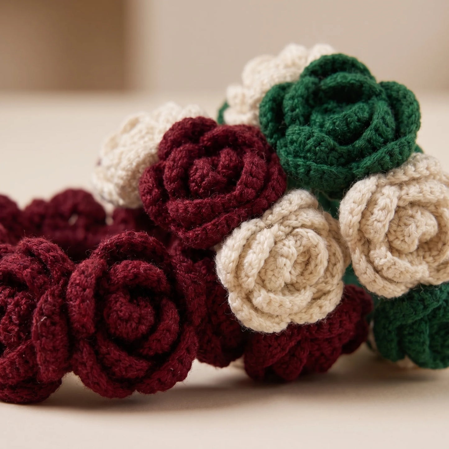 Handmade Crochet Gajra – 100% Pure Wool Rose Wrist Gajra