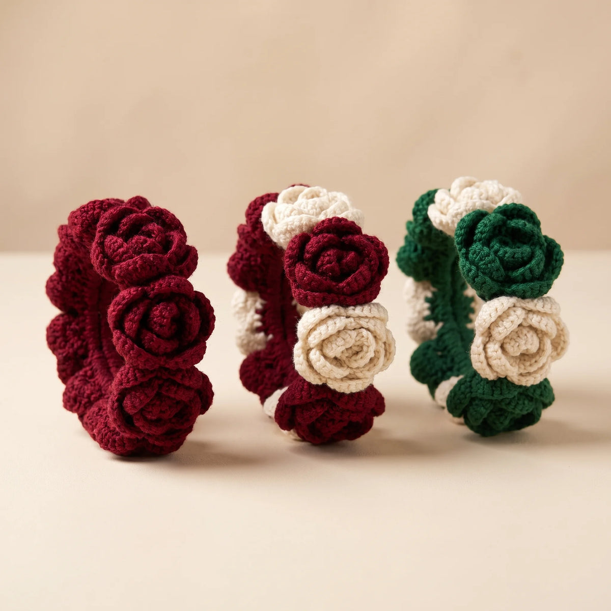 Handmade Crochet Gajra – 100% Pure Wool Rose Wrist Gajra