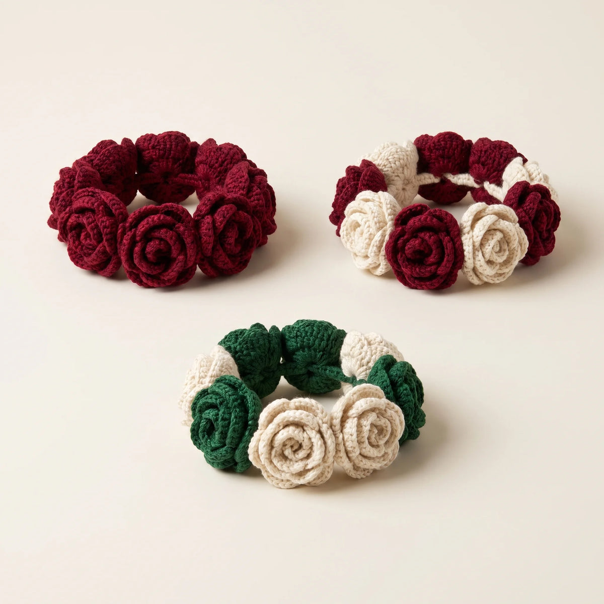 Handmade Crochet Gajra – 100% Pure Wool Rose Wrist Gajra