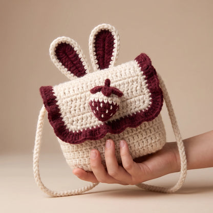 Handmade Crochet Bunny Kids Shoulder Bag – 100% Pure Wool