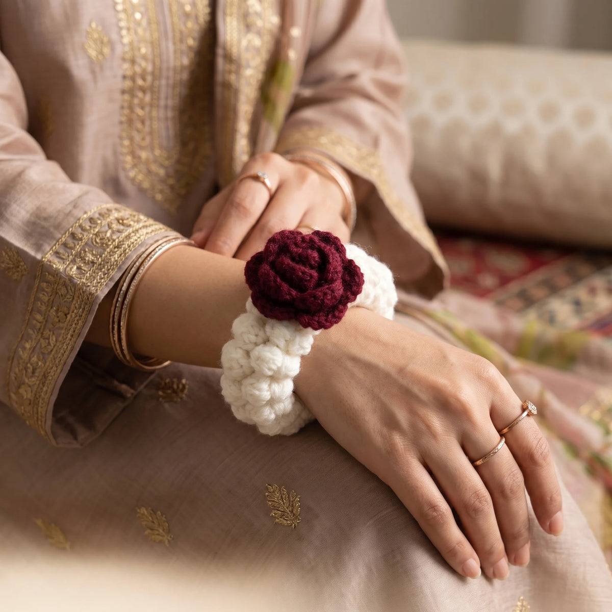Handmade Crochet Wrist Gajra – 3 Colors
