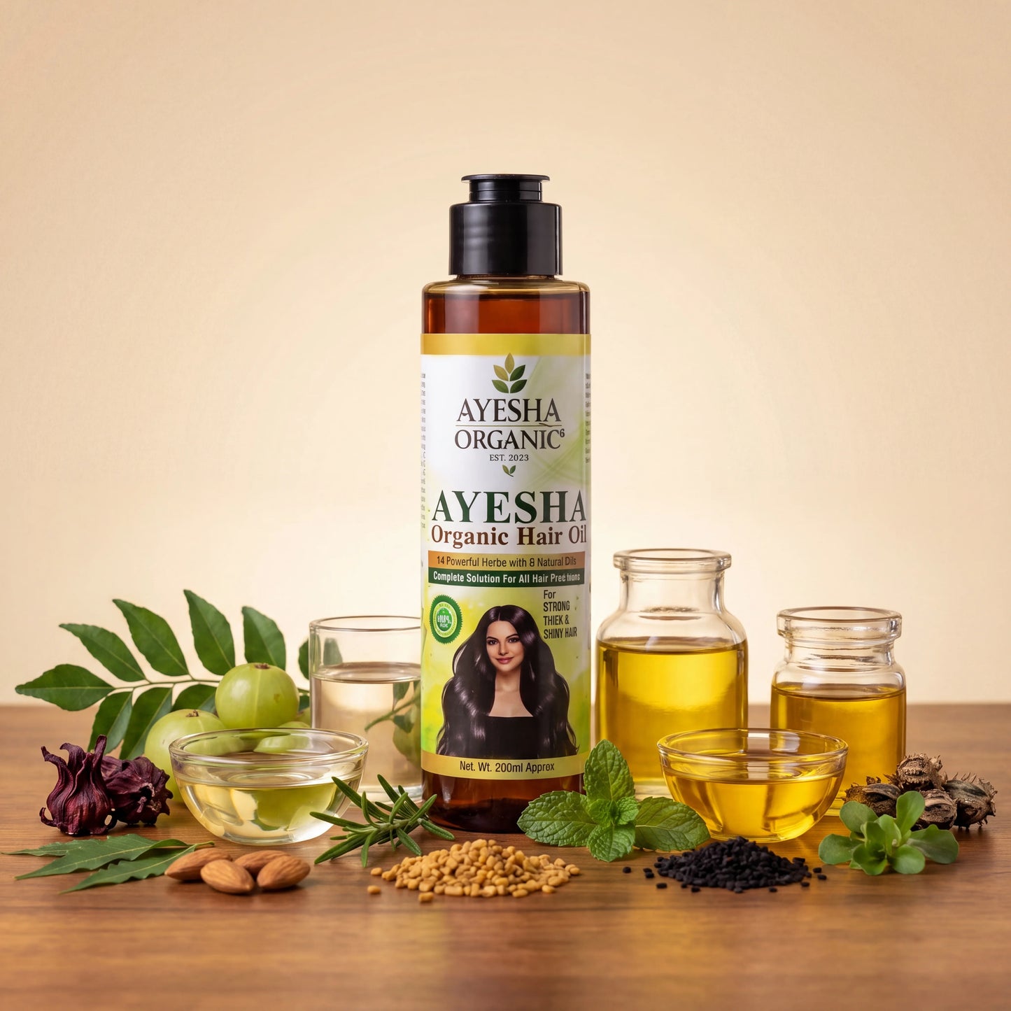 AYESHA Organic Herbal Hair Oil – 14 Herbs & 9 Natural Oils
