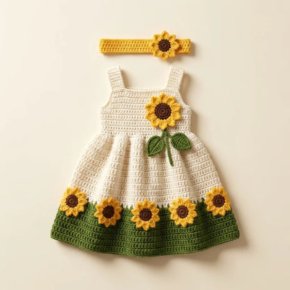Sunflower Crochet Girl Frock for Baby & Toddler Girls