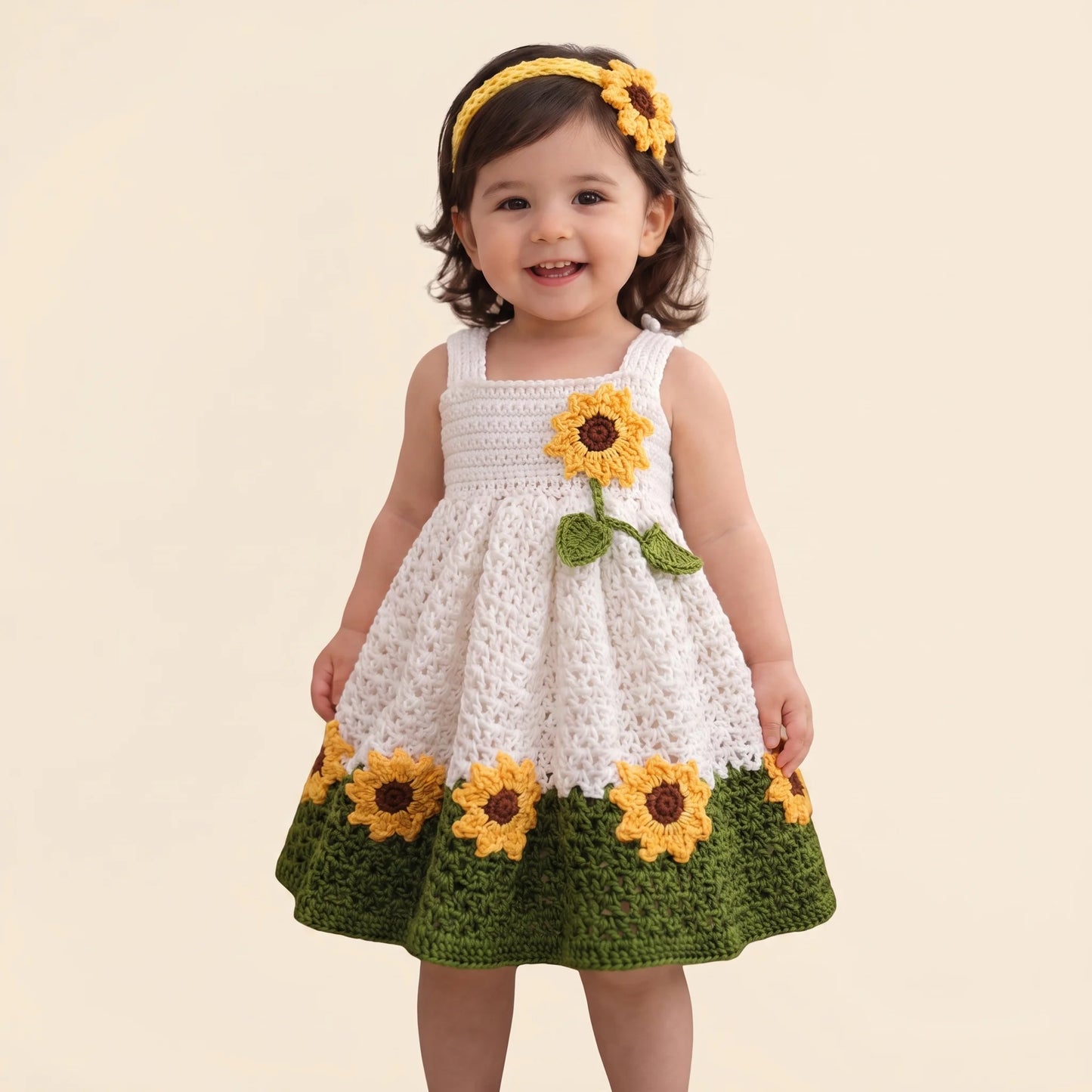 Sunflower Crochet Girl Frock for Baby & Toddler Girls