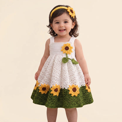 Sunflower Crochet Girl Frock for Baby & Toddler Girls