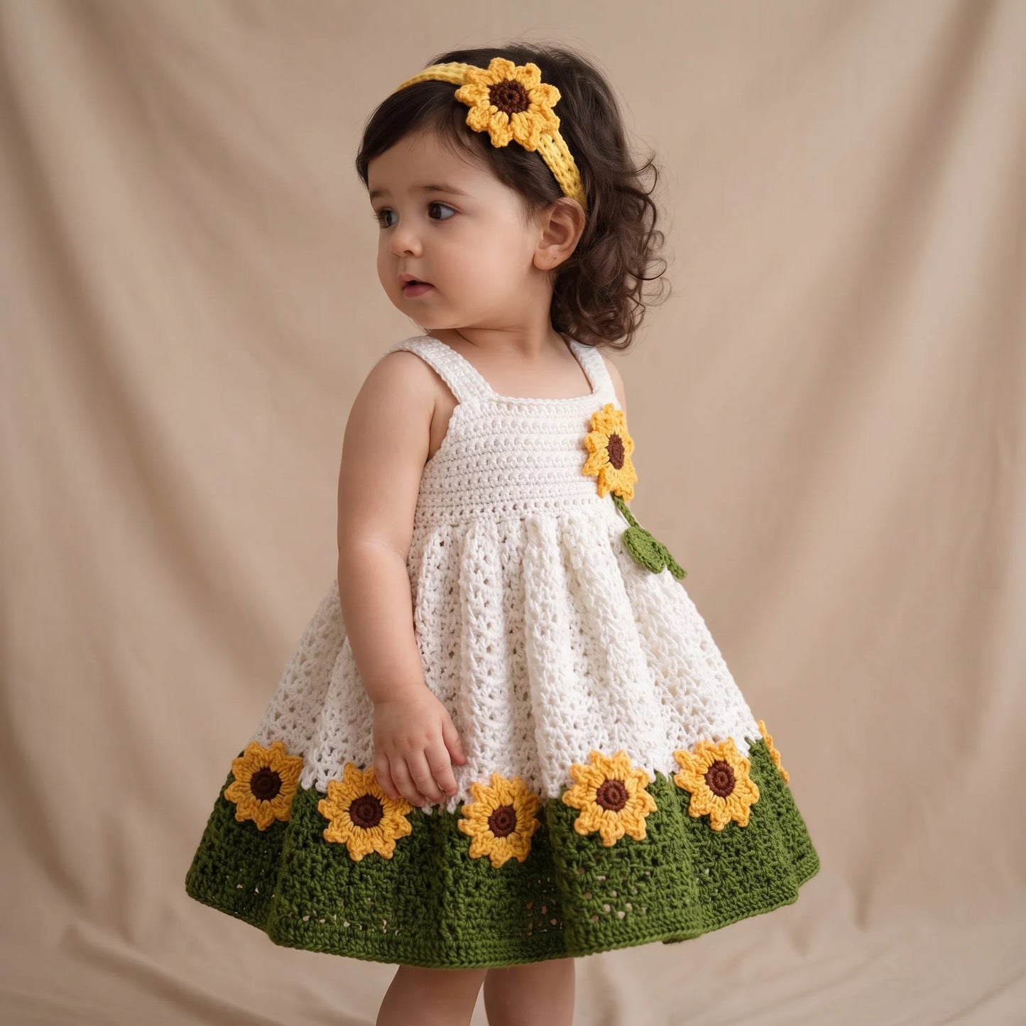 Sunflower Crochet Girl Frock for Baby & Toddler Girls