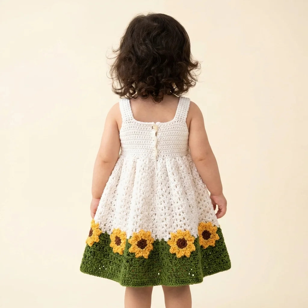 Sunflower Crochet Girl Frock for Baby & Toddler Girls