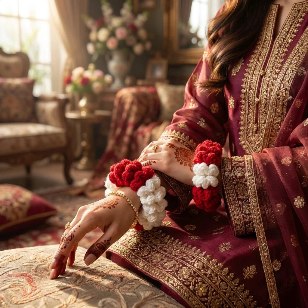 Handmade Crochet Hand Gajra – Traditional Wrist & Hand Accessory