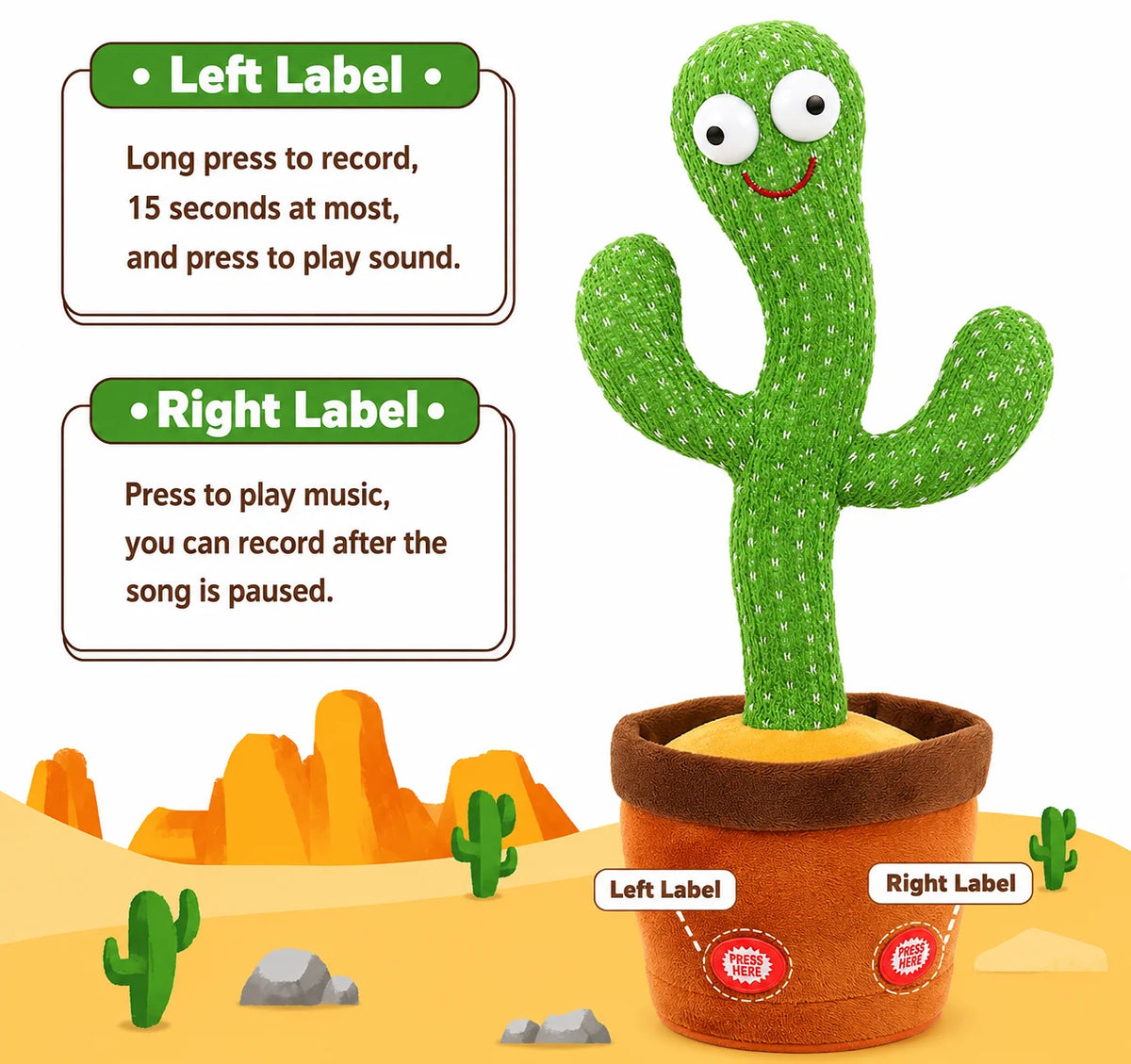 Cactus Plush Toy – Cute Dancing Cactus Toy for Kids